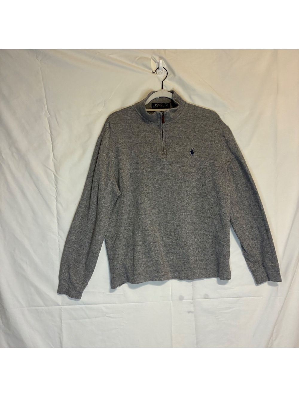 Polo Ralph Lauren Men's Gray Estate Rib Mock Neck Quarter Zip Pullover Size Med